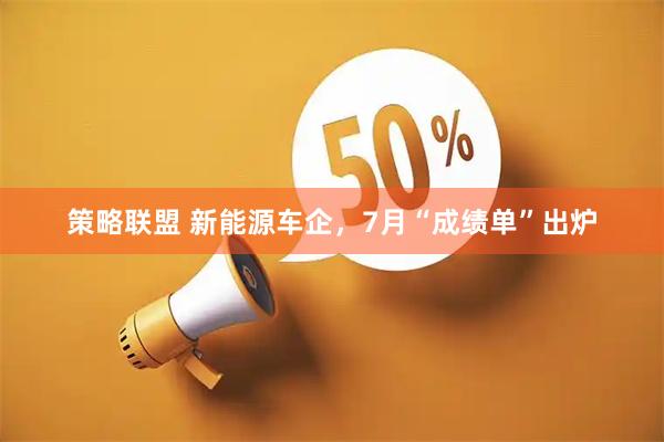 策略联盟 新能源车企，7月“成绩单”出炉